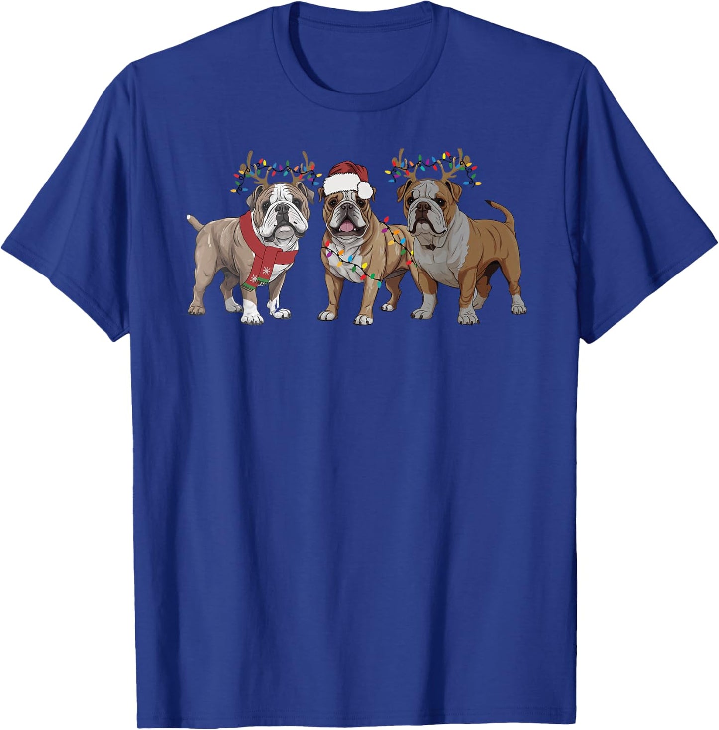 English Bulldog Christmas New Year Dog Mom Dad Kids Family T-Shirt - T-Shirt | Royal