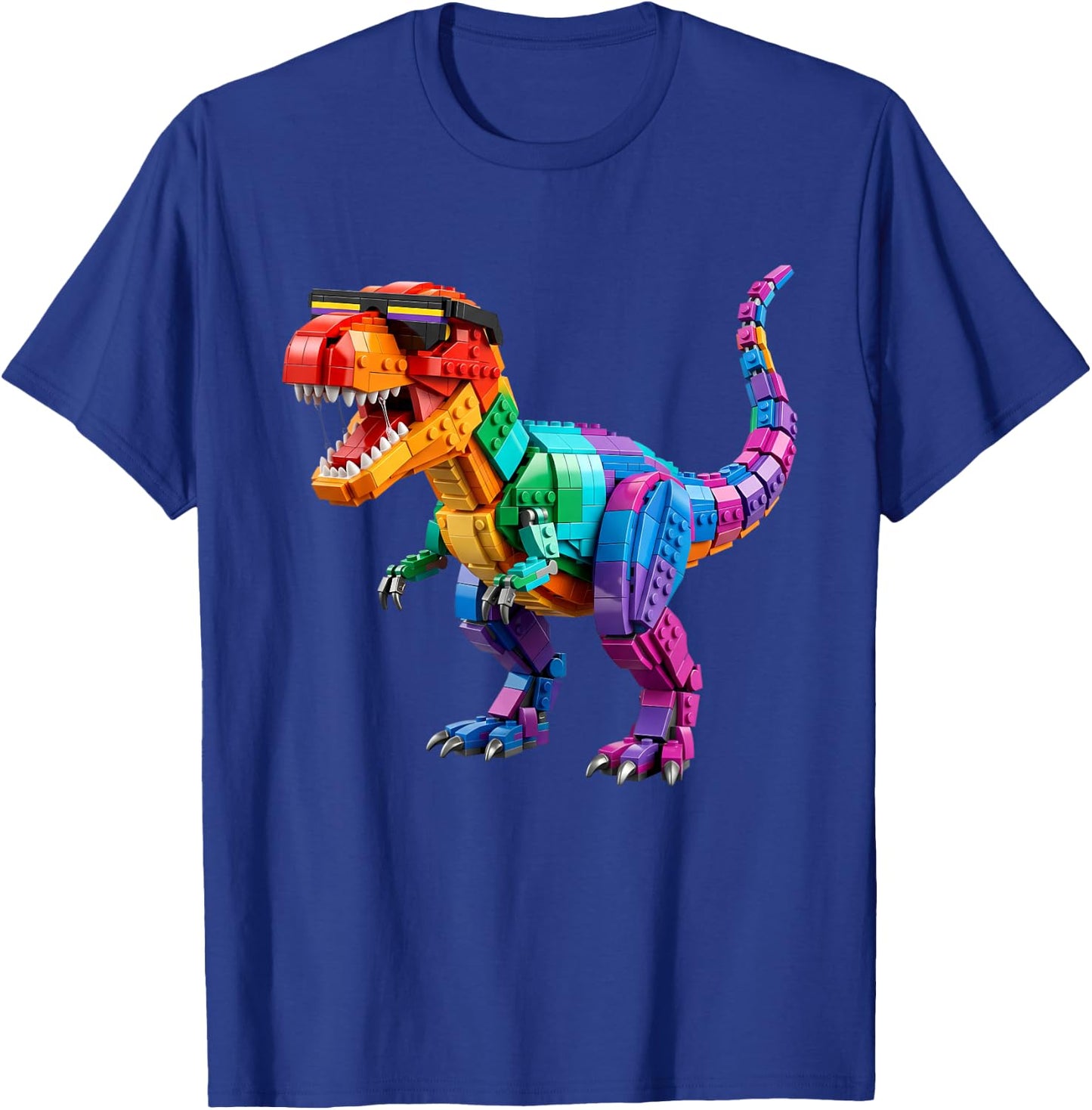 Master Builder Boys Kids Building Bricks Toys Dinosaur T-Rex T-Shirt - T-Shirt | Royal