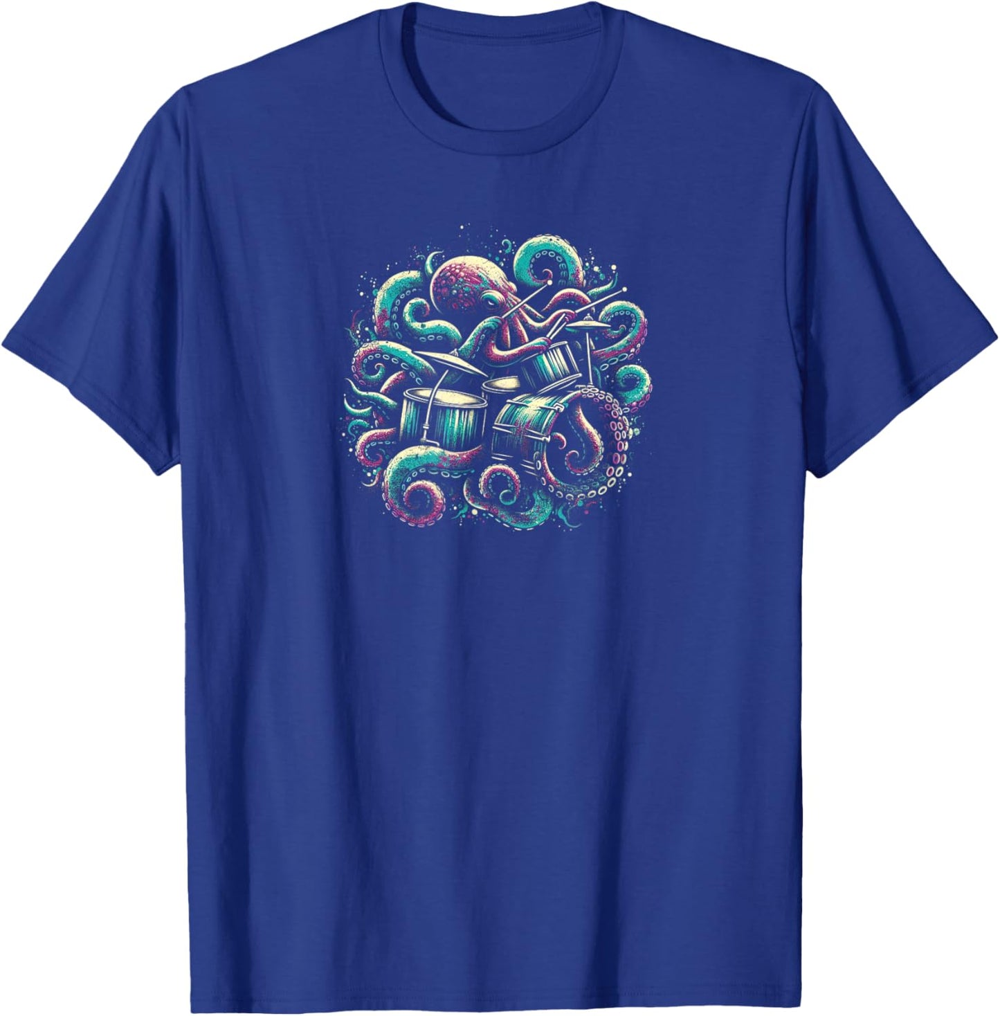 Octopus Rhythms Aquatic Drummer , Small, Black T-Shirt - T-Shirt | Royal