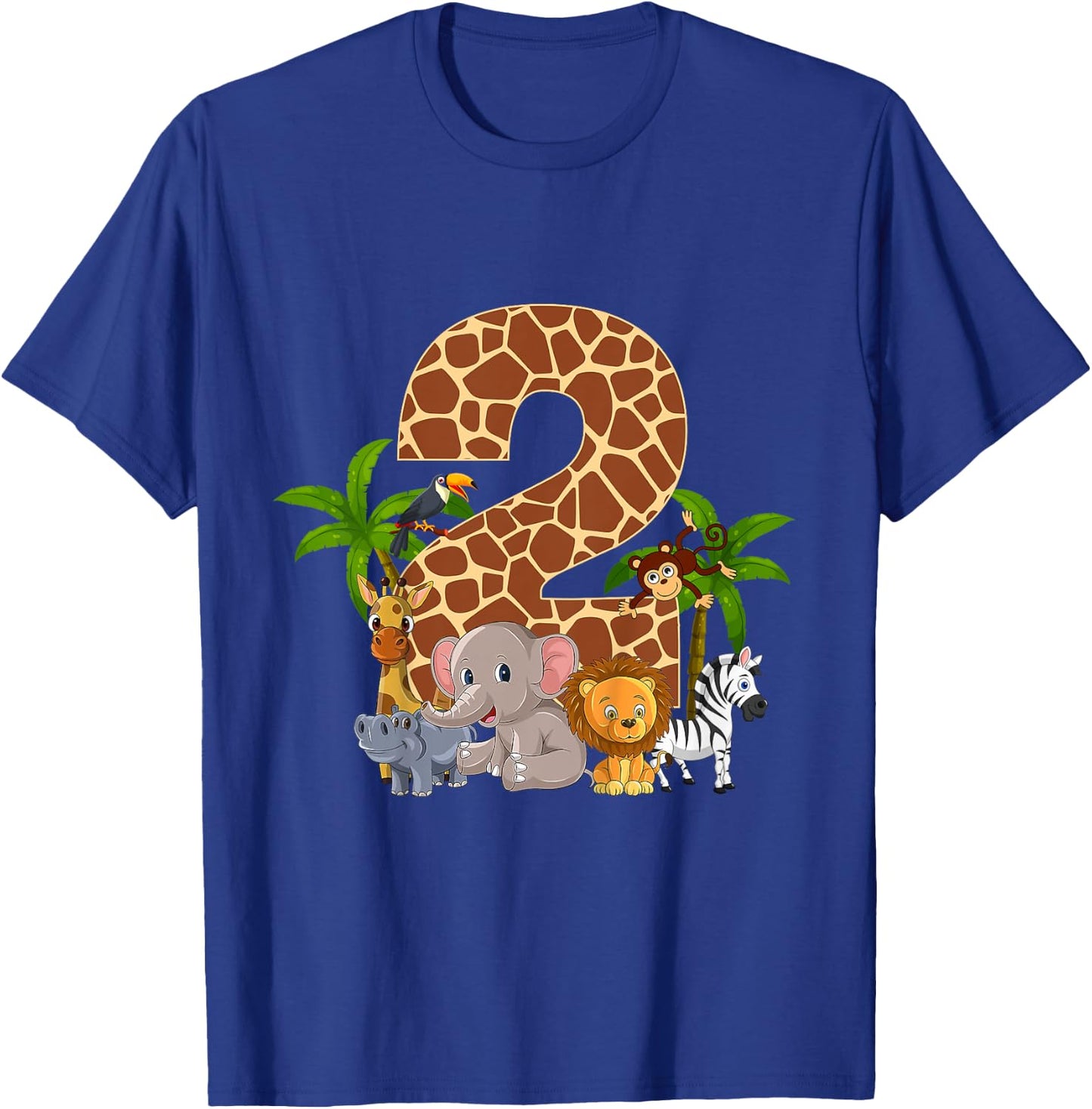 Kids 2 Year Old Zoo Birthday Safari Jungle Animal 2nd B-day T-Shirt - T-Shirt | Royal