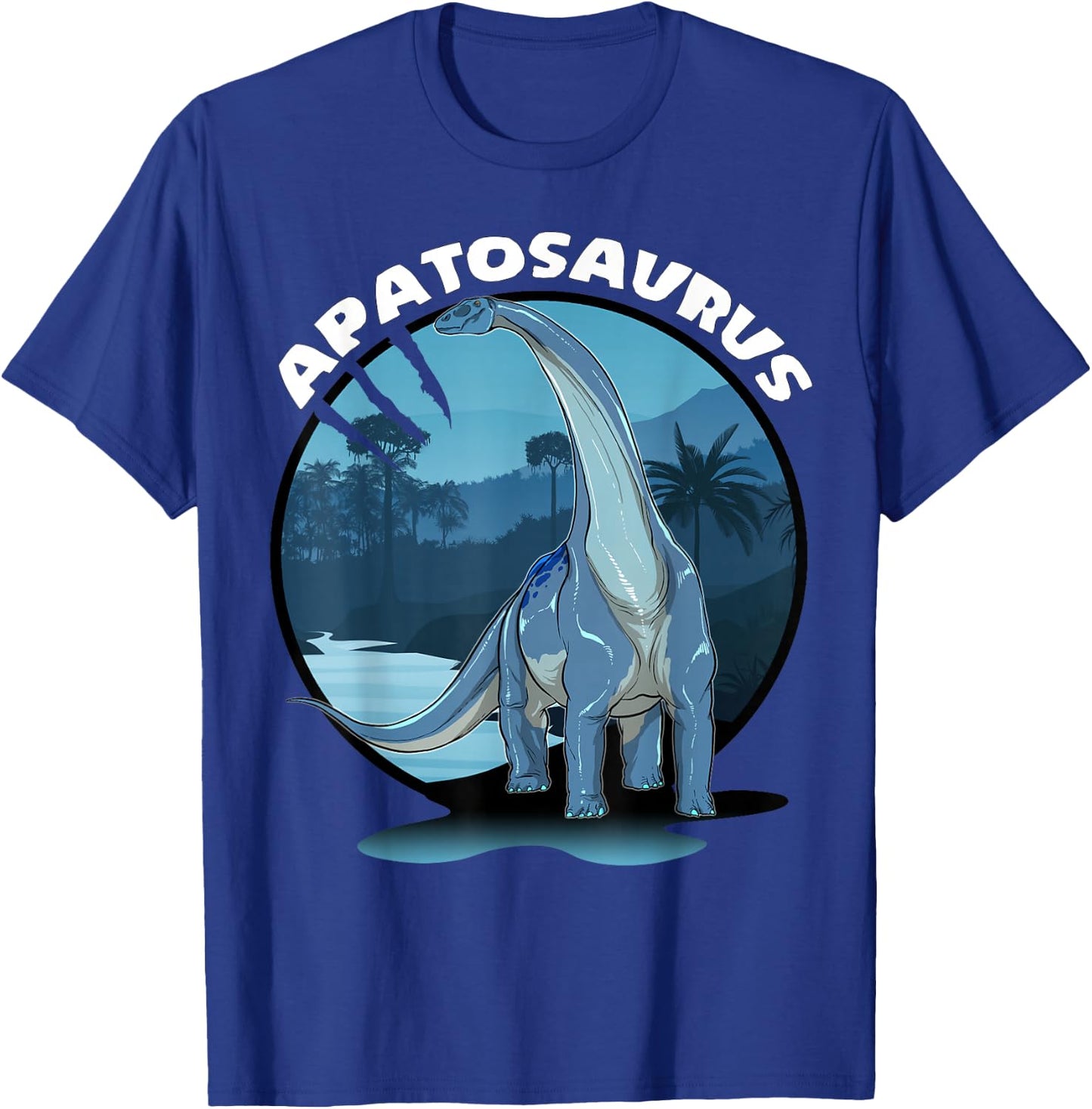 Apatosaurus Dinosaur Design With Background T-Shirt - T-Shirt | Royal