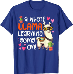Llama Learning Teachers Students Alpaca Lover Back To School T-Shirt - T-Shirt | Royal