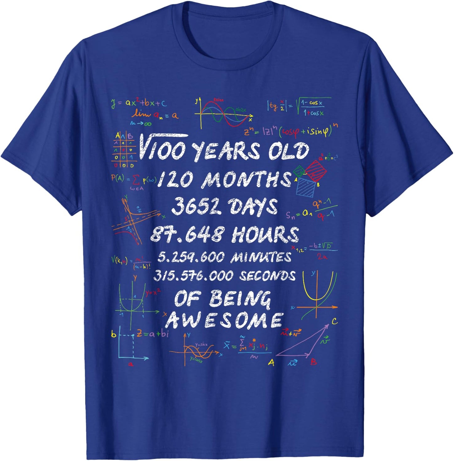 Square Root of 100 10th Birthday 10 Years Old Math Nerd T-Shirt - T-Shirt | Royal