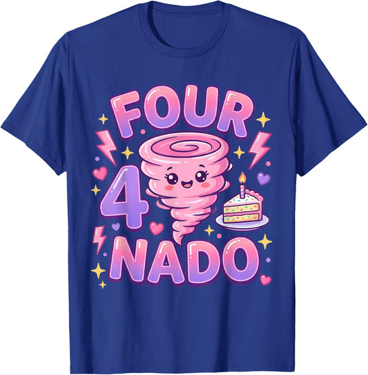 Four Nado Fournado 4th Birthday 4 Years Old Tornado Theme T-Shirt - T-Shirt | Royal