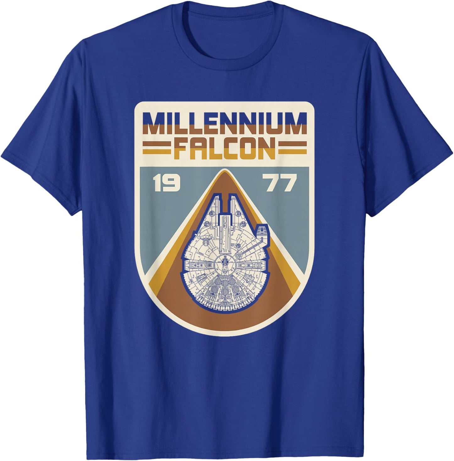 Star Wars Millennium Falcon Vintage 1977 Badge T-Shirt - T-Shirt | Royal