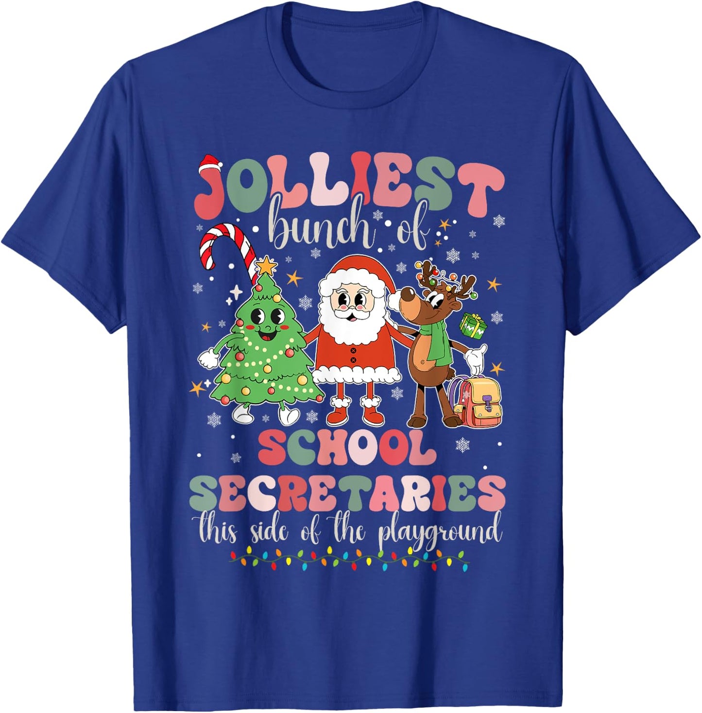 School Secretary This Side Of The Playground Christmas Xmas T-Shirt - T-Shirt | Royal