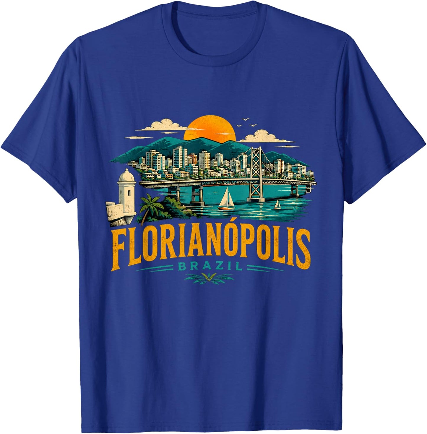 Vintage Florianopolis Brazil Travel Souvenir Landmark Gift T-Shirt - T-Shirt | Royal