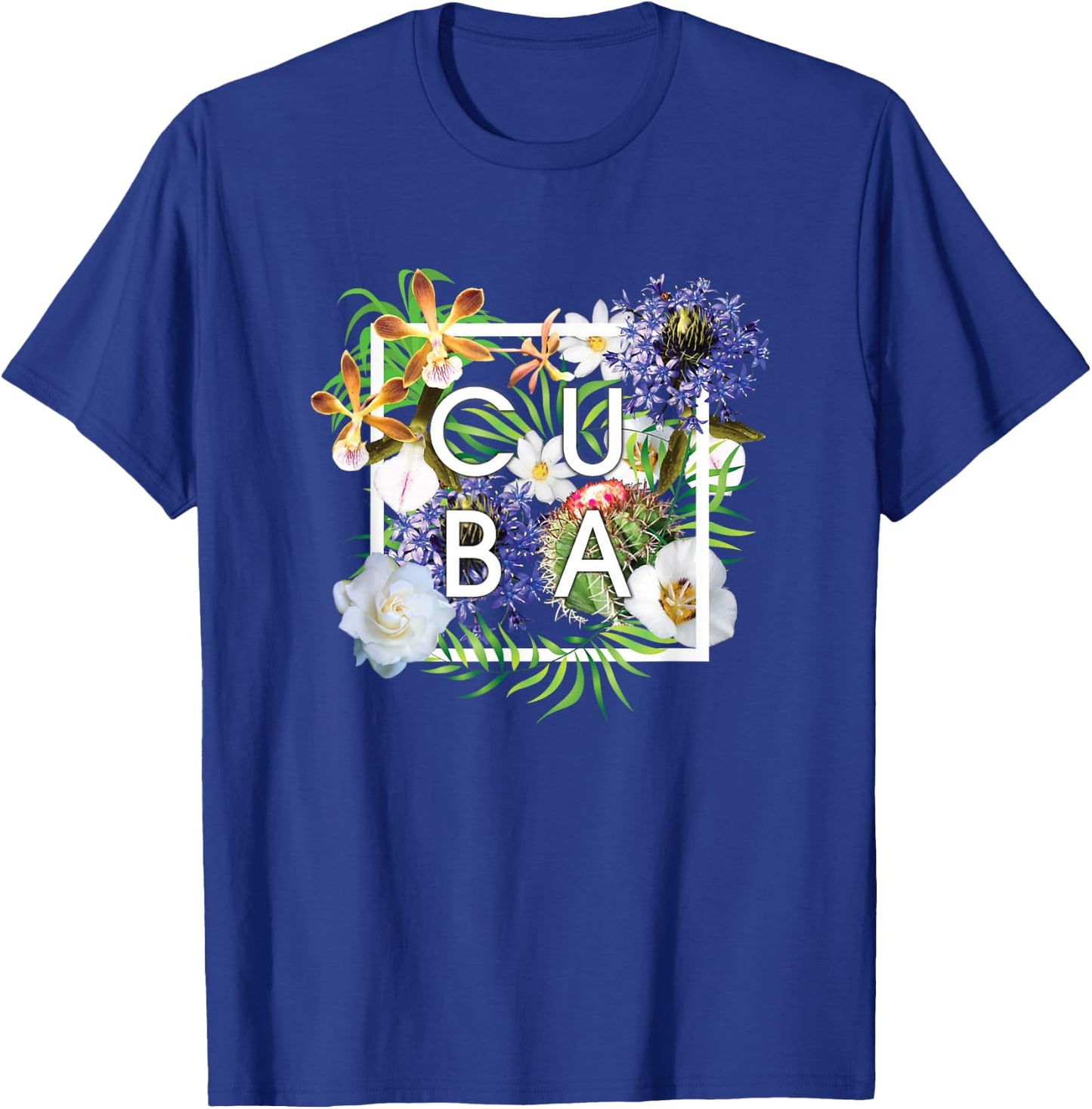 Flowers of Cuba Word Art - Cuban Pride T-Shirt - T-Shirt | Royal