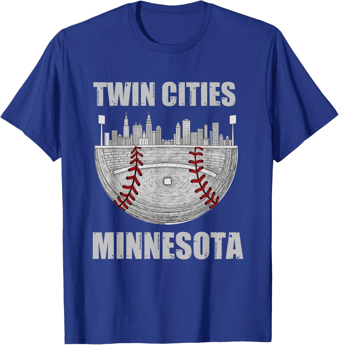 Cool Twin Cities Minnesota MN Baseball Skyline T-Shirt - T-Shirt | Royal