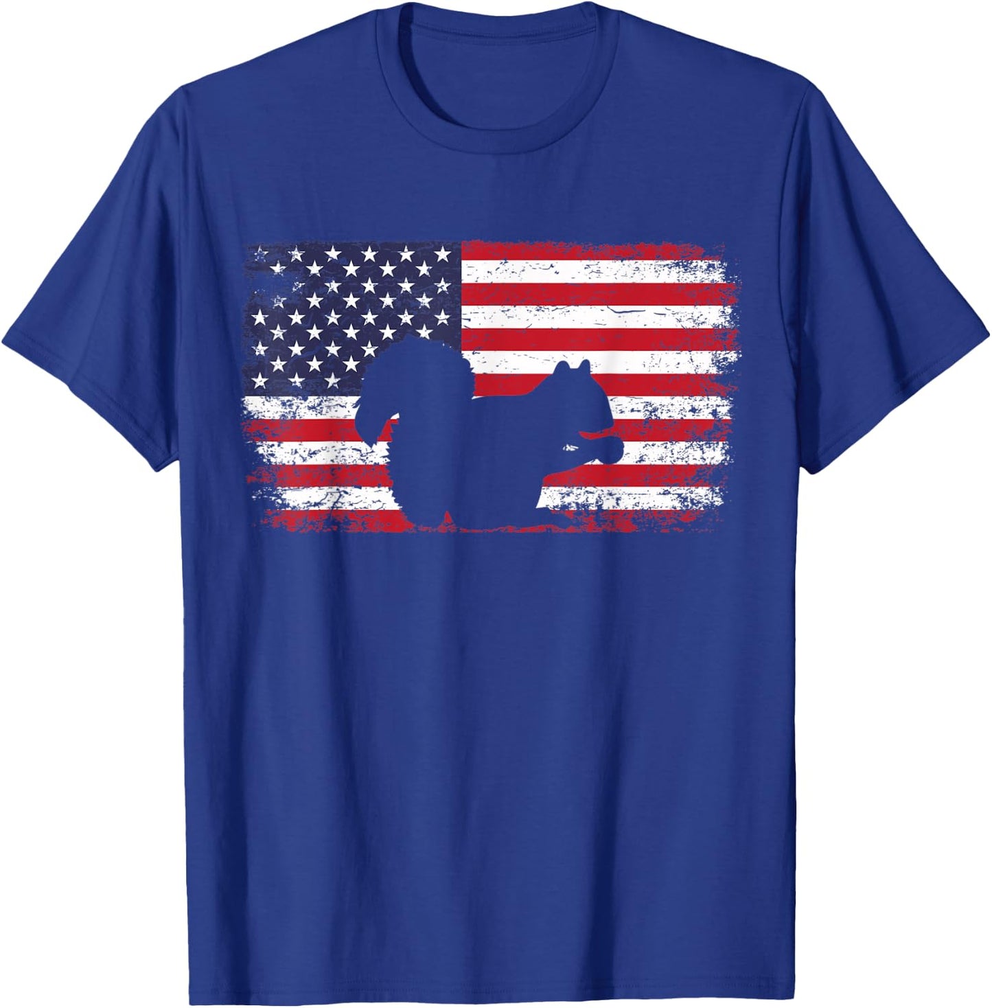 Patriotic Squirrel American Flag Cool Wild Lover Animals Fun Women Kids Men T-Shirt - T-Shirt | Royal