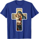 Saint Mary with Baby Jesus Christ Santa Maria Cross Icon T-Shirt - T-Shirt | Royal