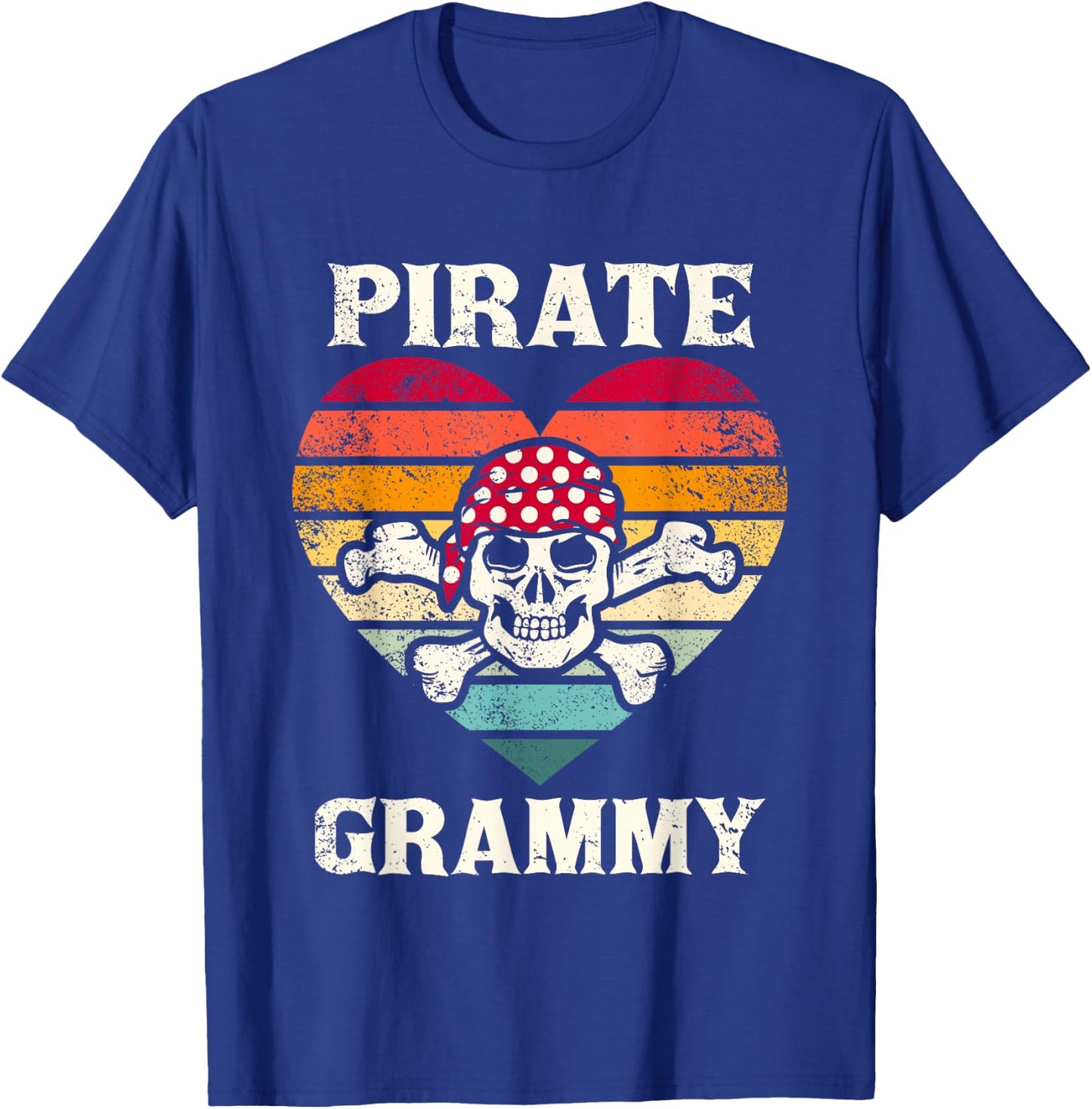 Pirate Grammy Heart Funny Vintage Skull Heart T-Shirt - T-Shirt | Royal