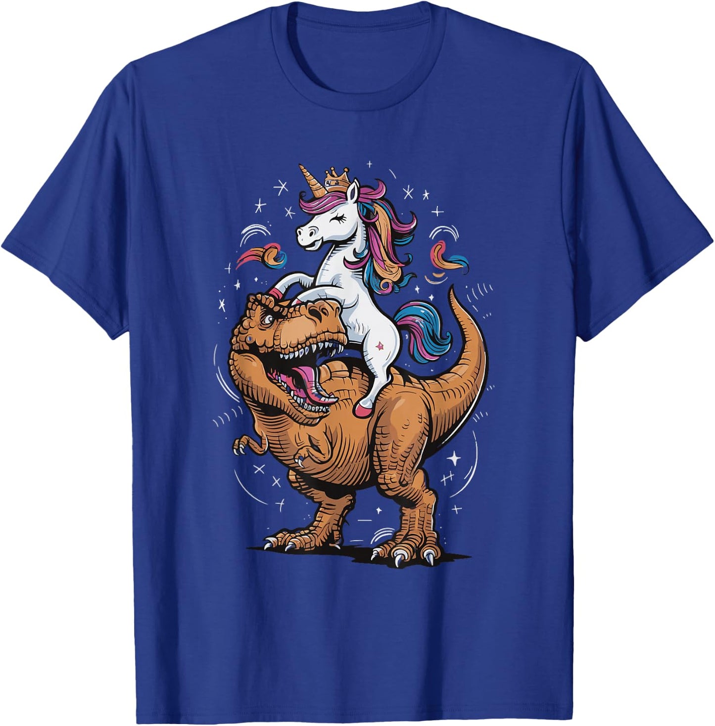 Unicorn Riding T Rex T-Shirt - T-Shirt | Royal