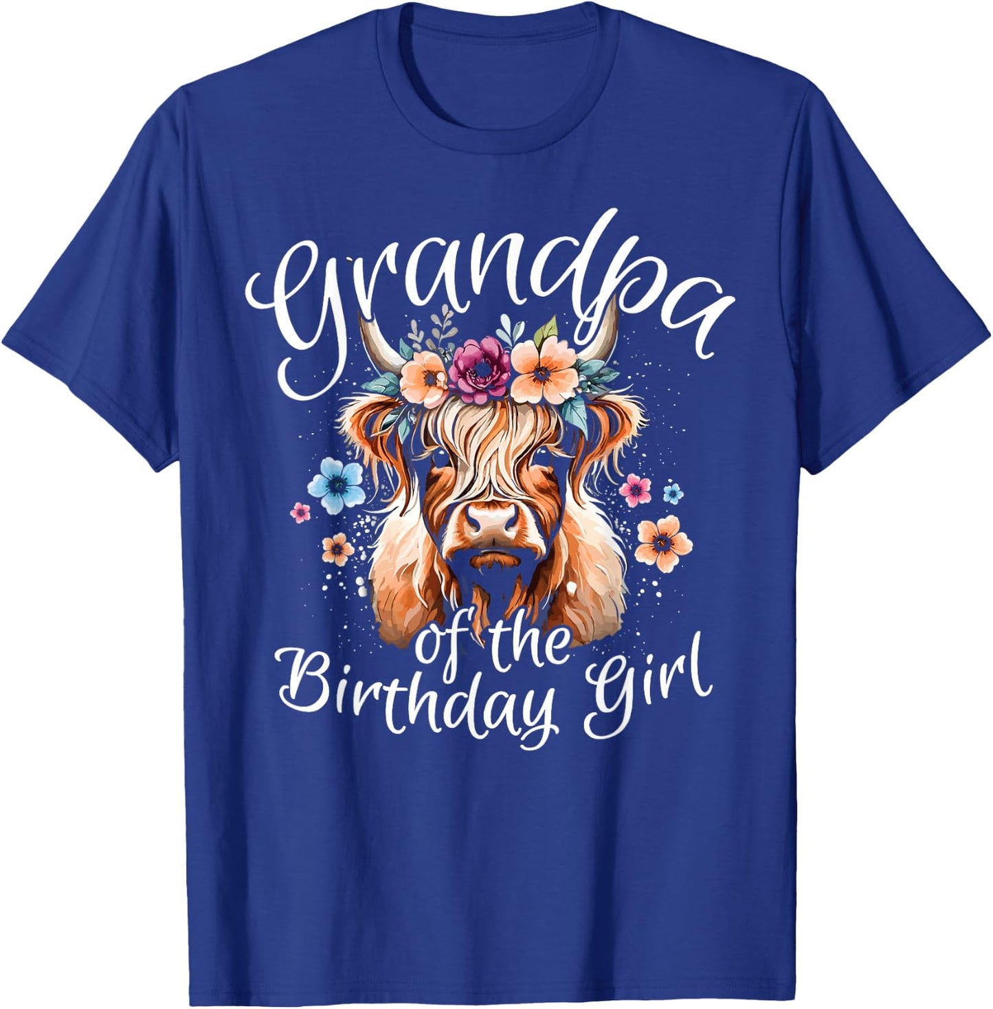 Grandpa Of The Birthday Girl Highland Cow T-Shirt - T-Shirt | Royal