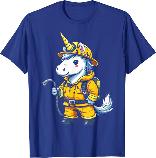 Firefighter Unicorn T-Shirt - T-Shirt | Royal