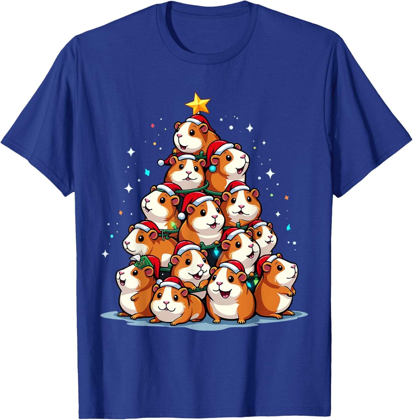 Guinea Pig Christmas Tree Funny Cavy Holiday T-Shirt - T-Shirt | Royal