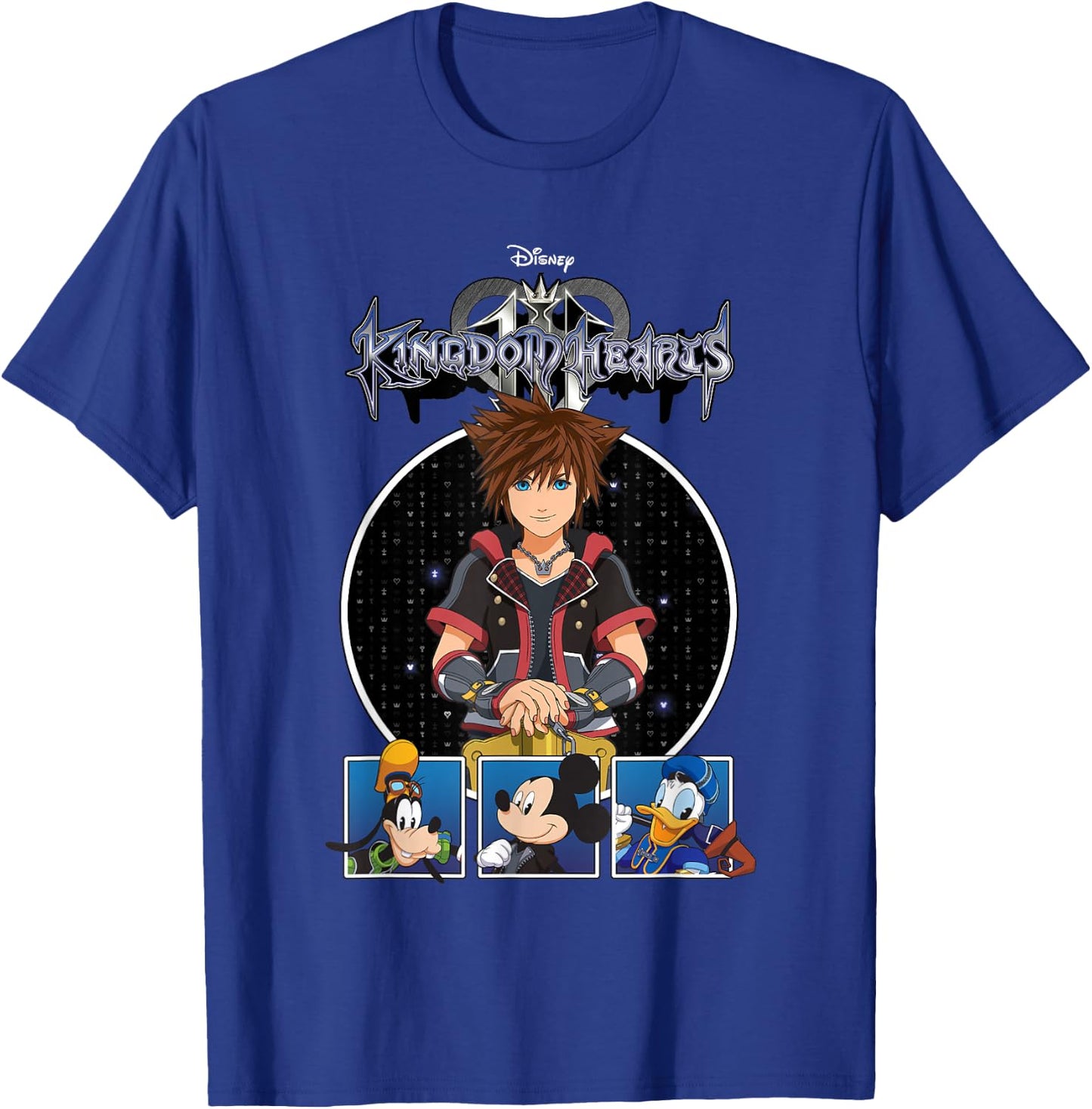 Disney Kingdom Hearts Sora Mickey Donald Goofy Panel Up Grid T-Shirt - T-Shirt | Royal