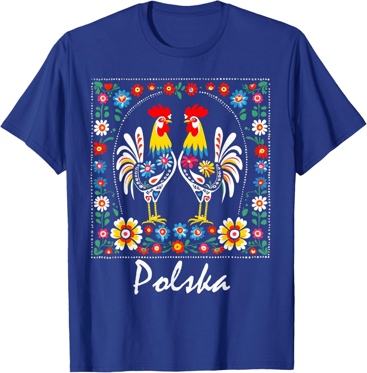 Poland Folk Art Flowers Polish Wycinanki Polska Day Festival T-Shirt - T-Shirt | Royal
