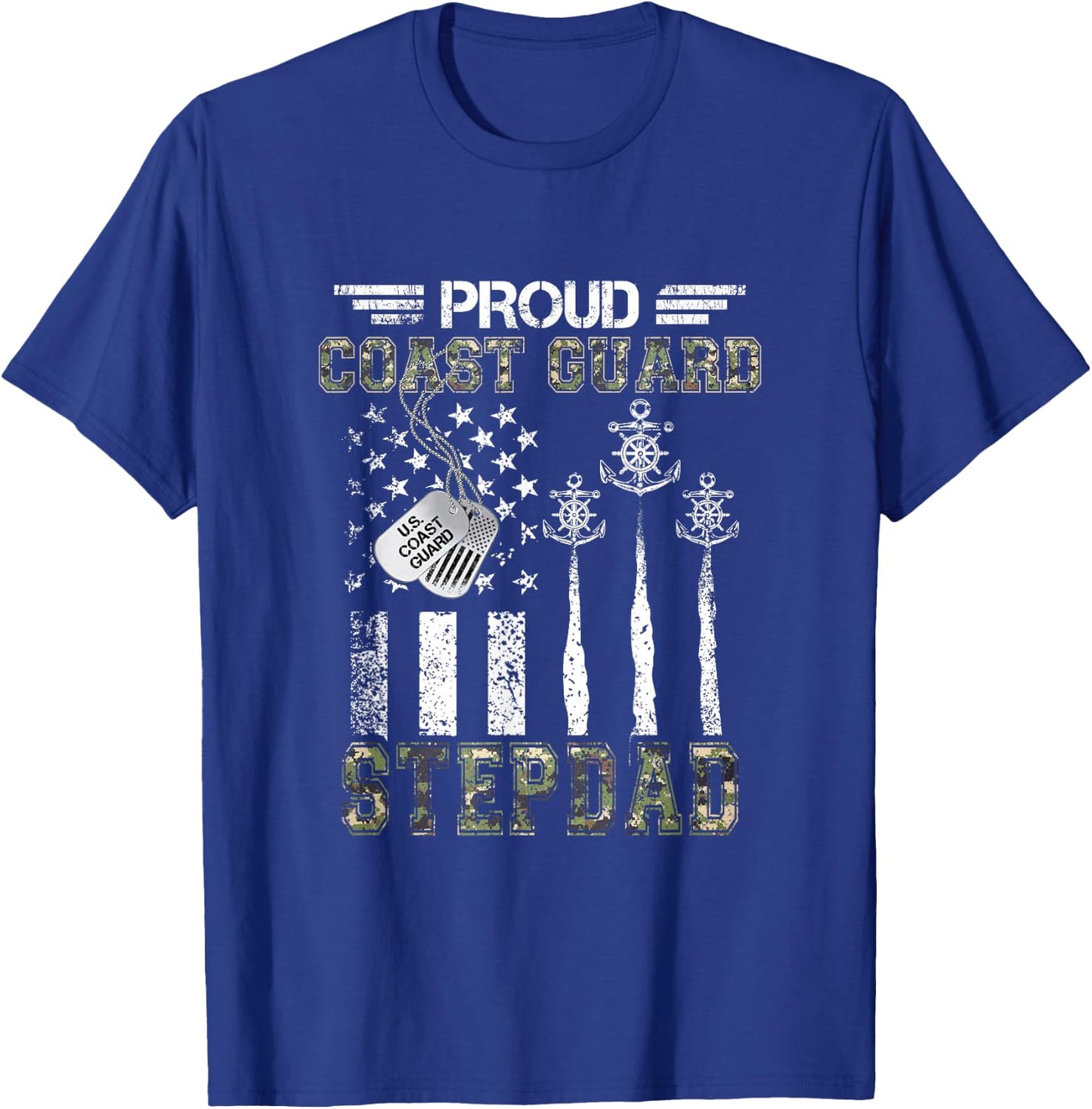 Proud Coast Guard Stepdad US Coast Guard Graduation Stepdad T-Shirt - T-Shirt | Royal