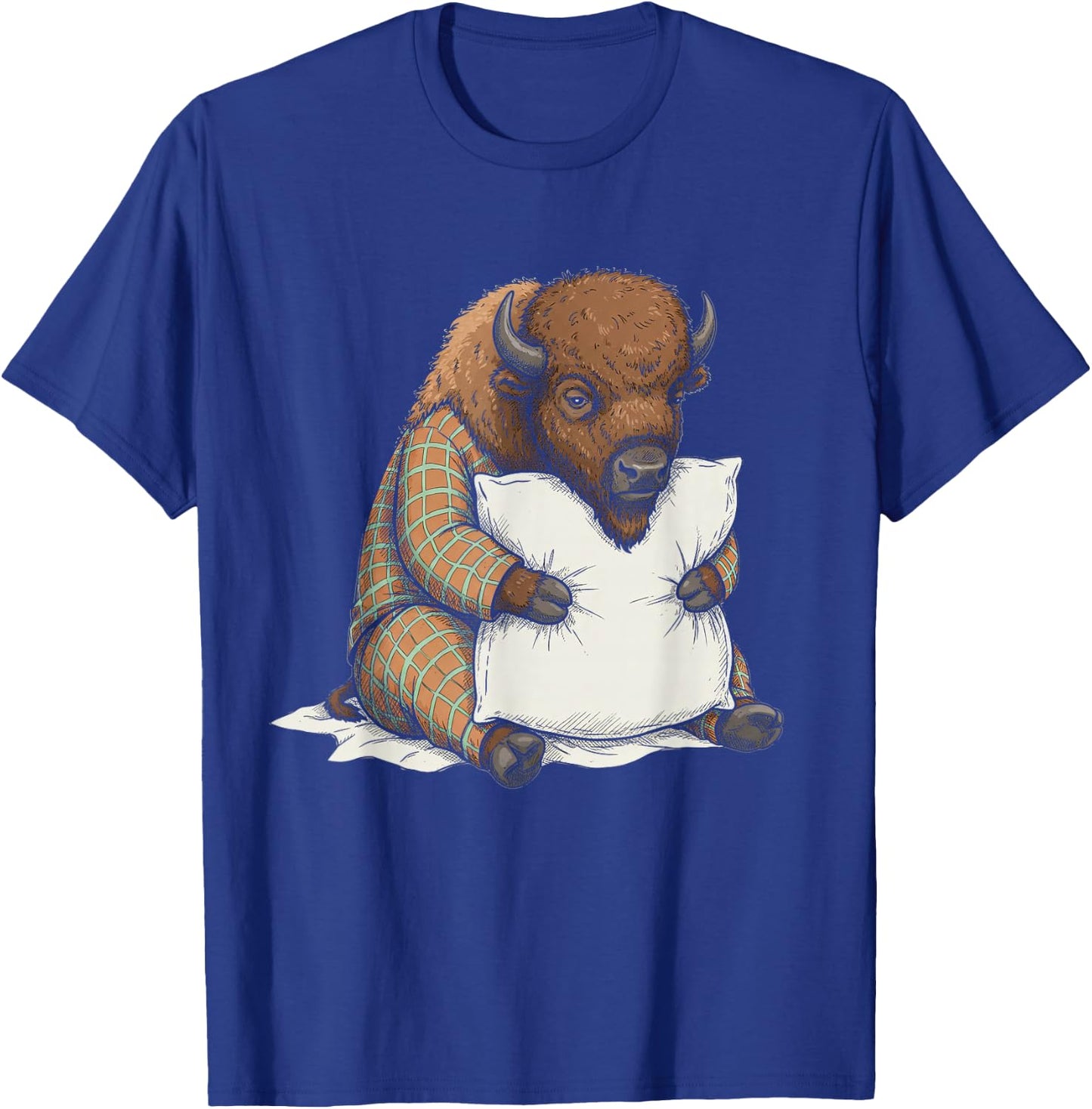 Funny Sleepy Bison Pajama Women Men Kids Boys And Girls T-Shirt - T-Shirt | Royal