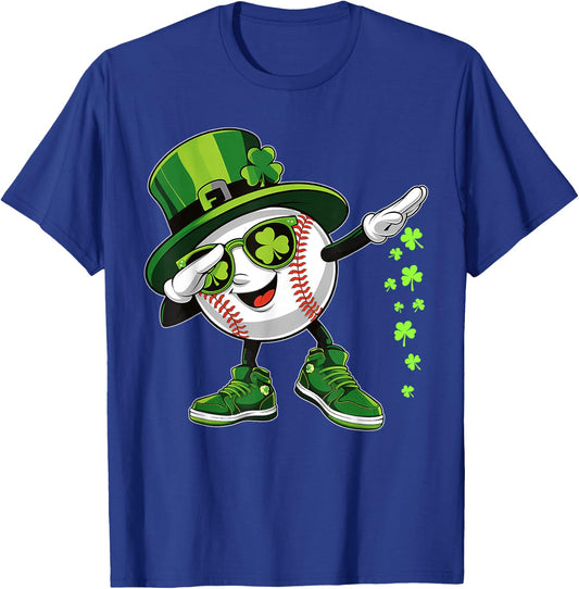 Funny Dabbing Shamrock Baseball St Patrick's Day Kids T-Shirt - T-Shirt | Royal