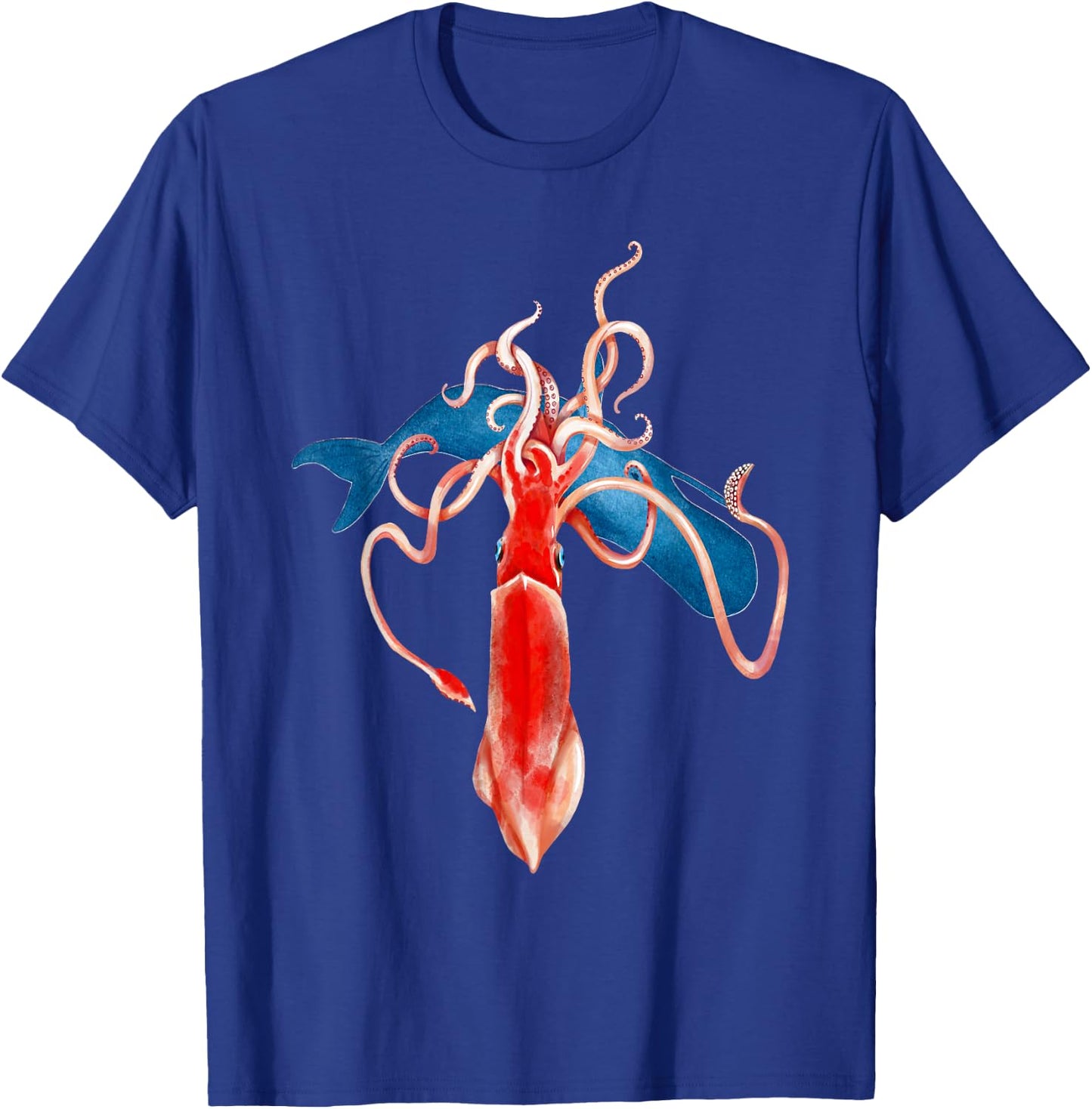Fun Ocean Sea Animals Giant Squid vs Whale T-Shirt - T-Shirt | Royal