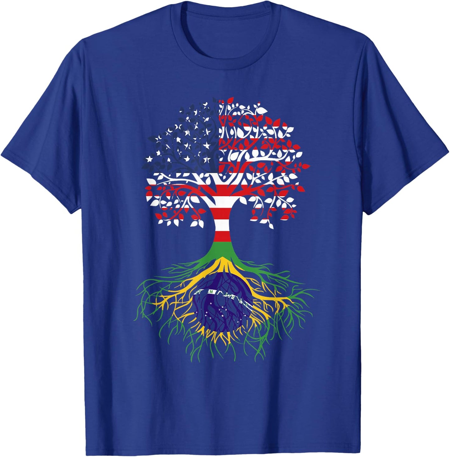 Brazilian Roots American Grown Tree Flag T-Shirt - T-Shirt | Royal