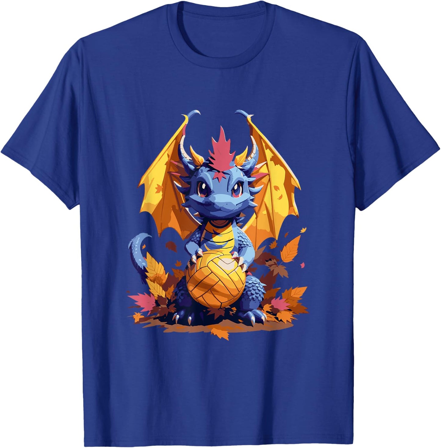 Dragon Volleyball Player Colorful Autumn Themed Sports T-Shirt - T-Shirt | Royal