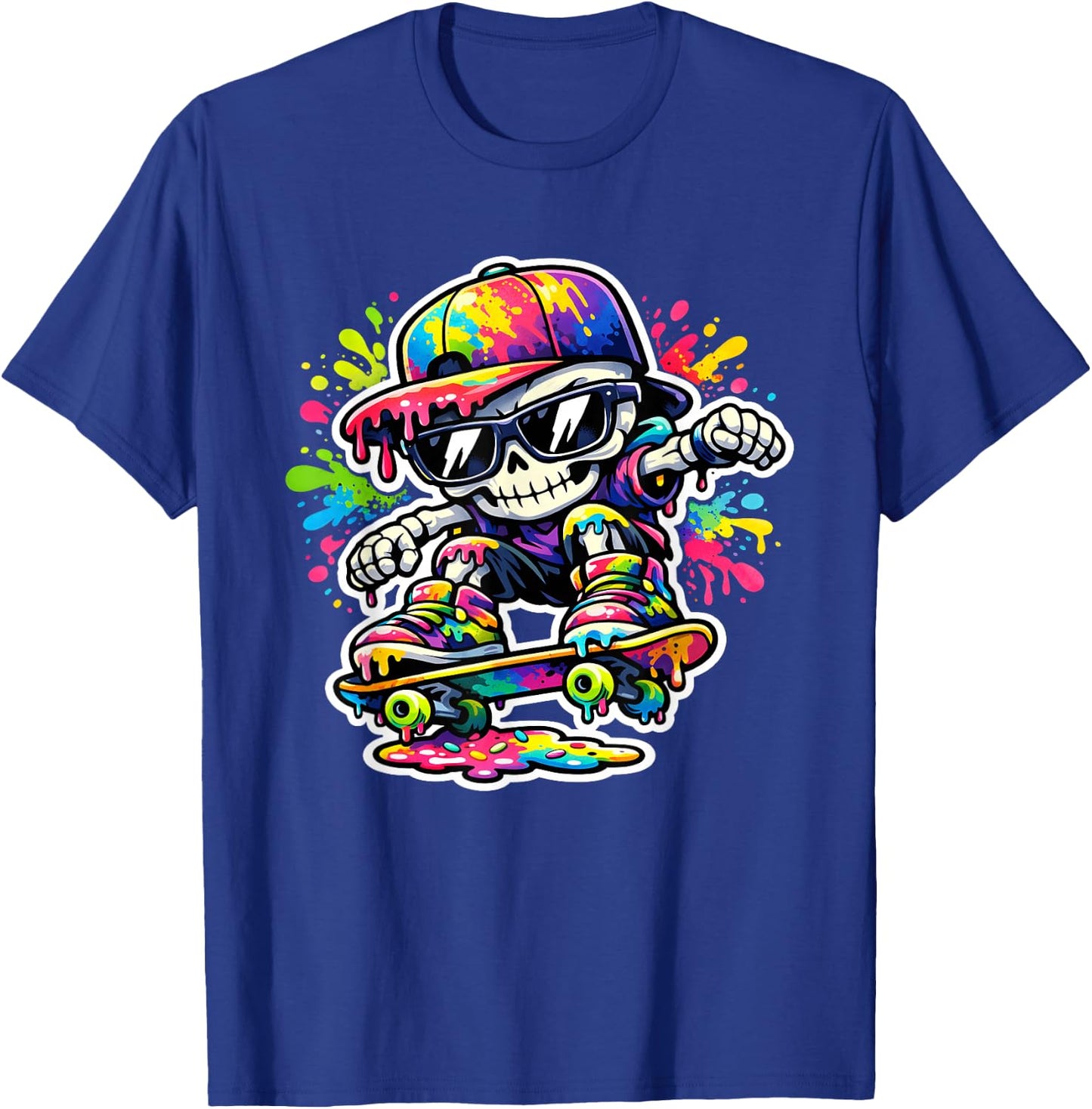 Retro Skate Kleidung für Herren Kinder Skater Jungen Y2K Graffiti T-Shirt - T-Shirt | Royal