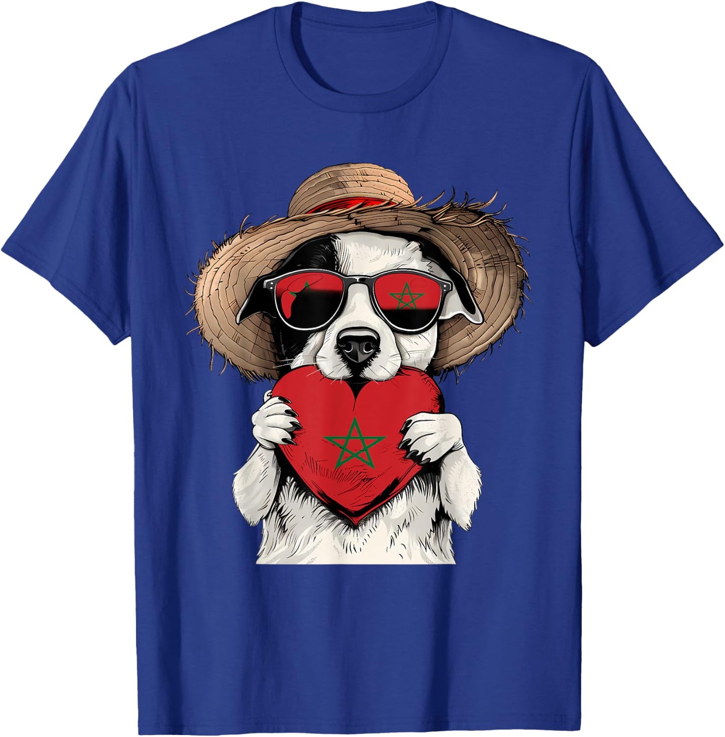 Morocco Flag Dog Moroccan Pride Heart Moroccan Roots Men Women Girls Kids T-Shirt - T-Shirt | Royal