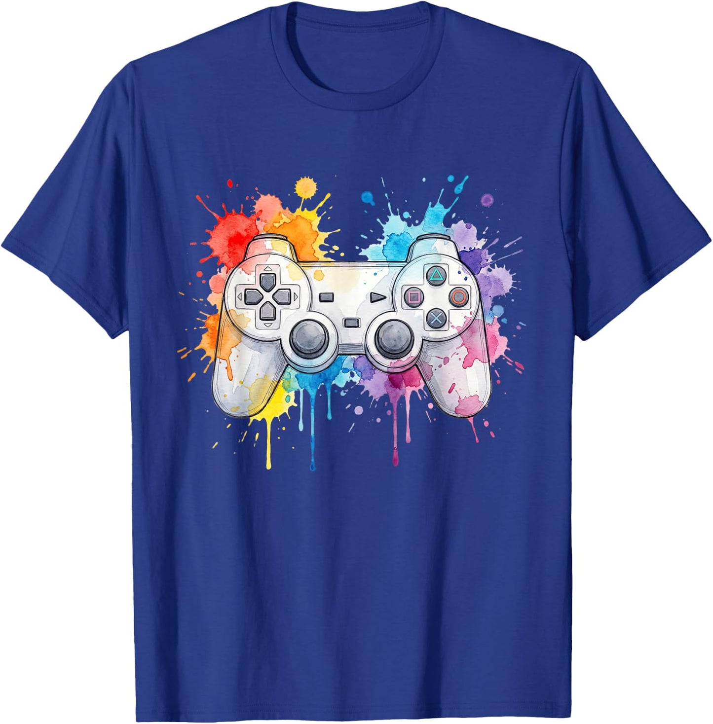 Game Controller Splash Gaming Video Gamer Men Boys Kids T-Shirt - T-Shirt | Royal