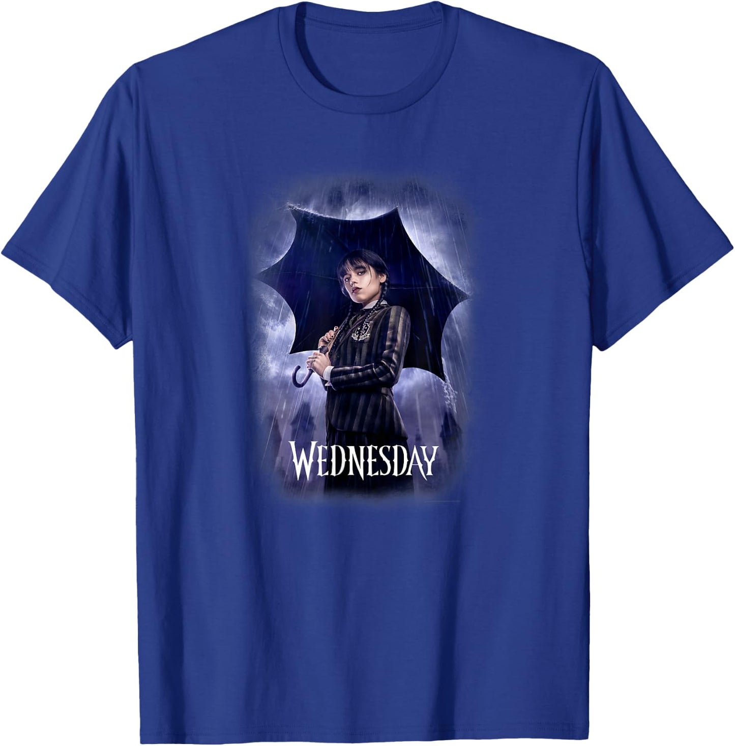 Wednesday Series Mittwochsplakatkunst Schwarz -Erwachsene Female Klein EU S Kurzarm V-Ausschnitt Klassisch 1 Count T-Shirt - T-Shirt | Royal