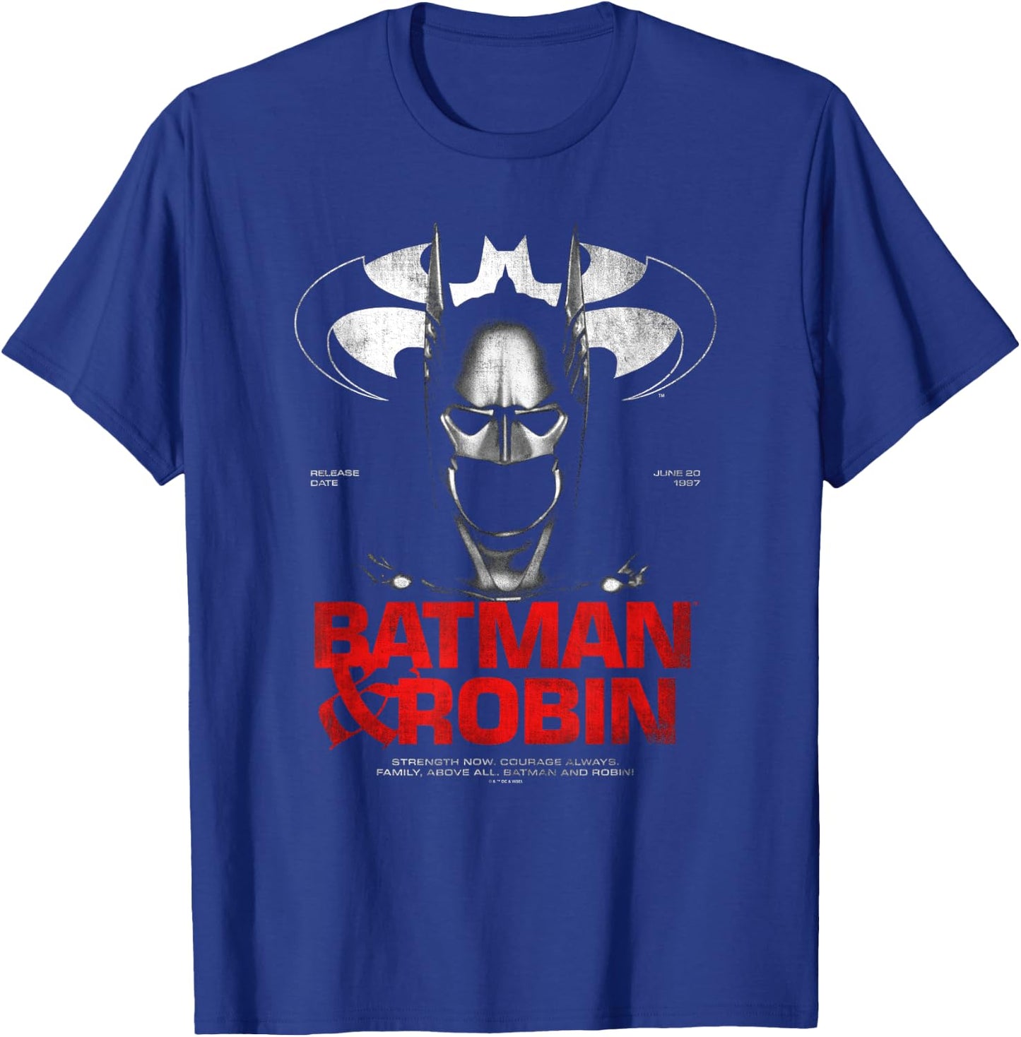 Batman and Robin Cowl 85th Anniversary T-Shirt - T-Shirt | Royal