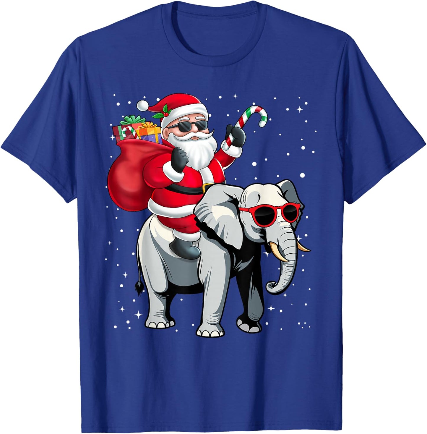 Santa Claus Riding An Elephant Christmas Boy Girl Kids T-Shirt - T-Shirt | Royal