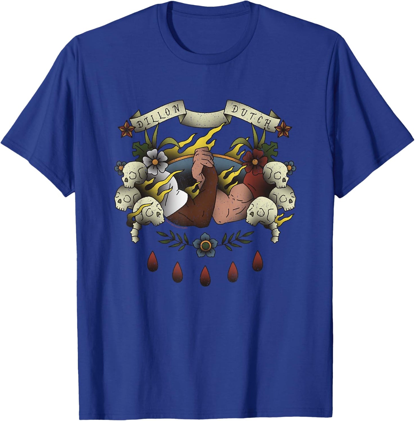Iconic Dillon Dutch Manliest Handshake Tattoo Style T-Shirt - T-Shirt | Royal