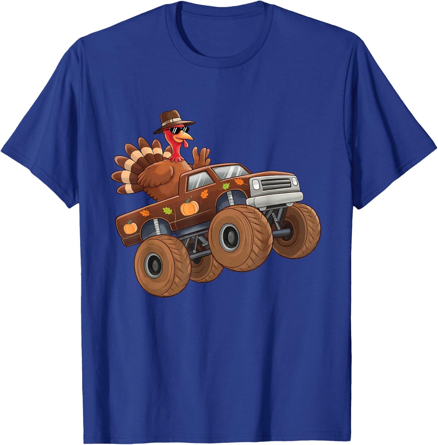 Turkey Thanksgiving Riding Monster Truck Boys Kids T-Shirt - T-Shirt | Royal