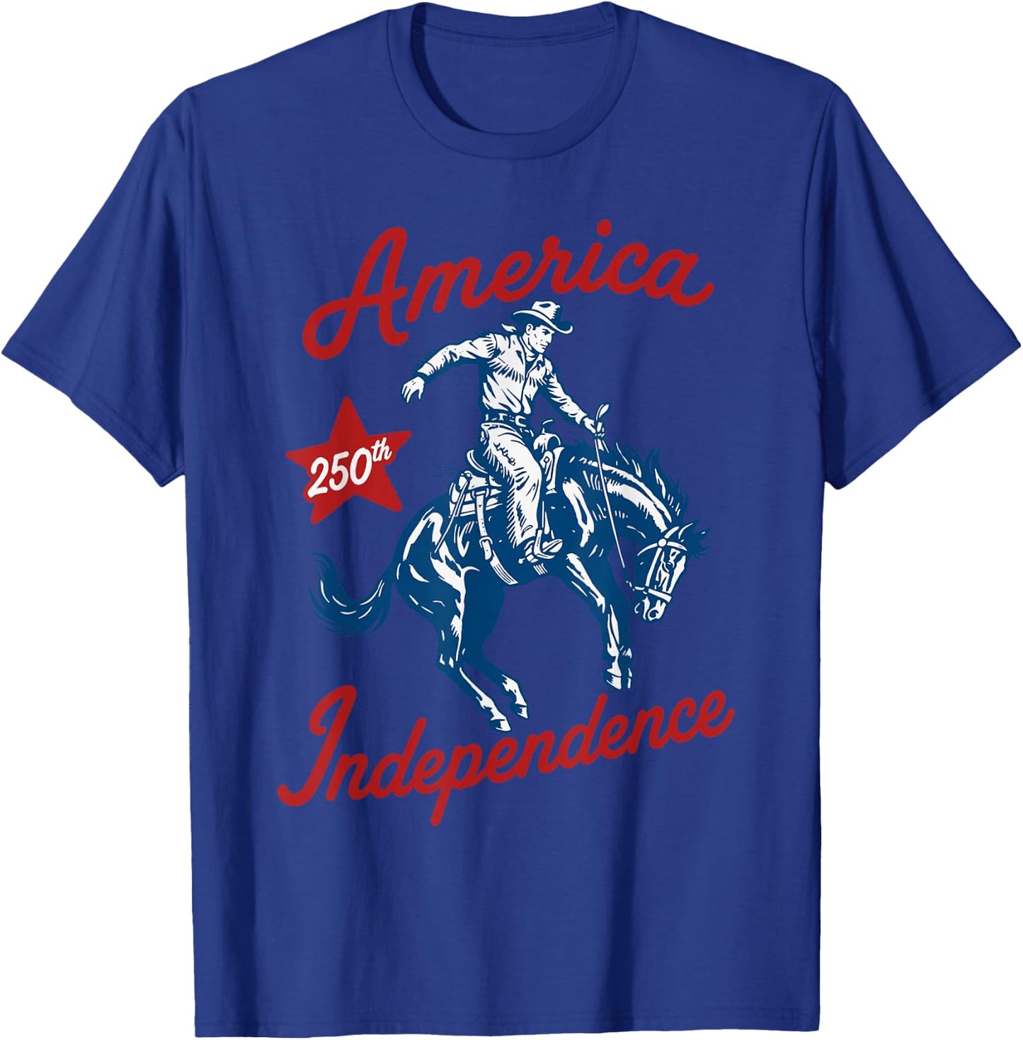 USA 250th Anniversary Patriotic Western Freedom 4th of July T-Shirt - T-Shirt | Royal