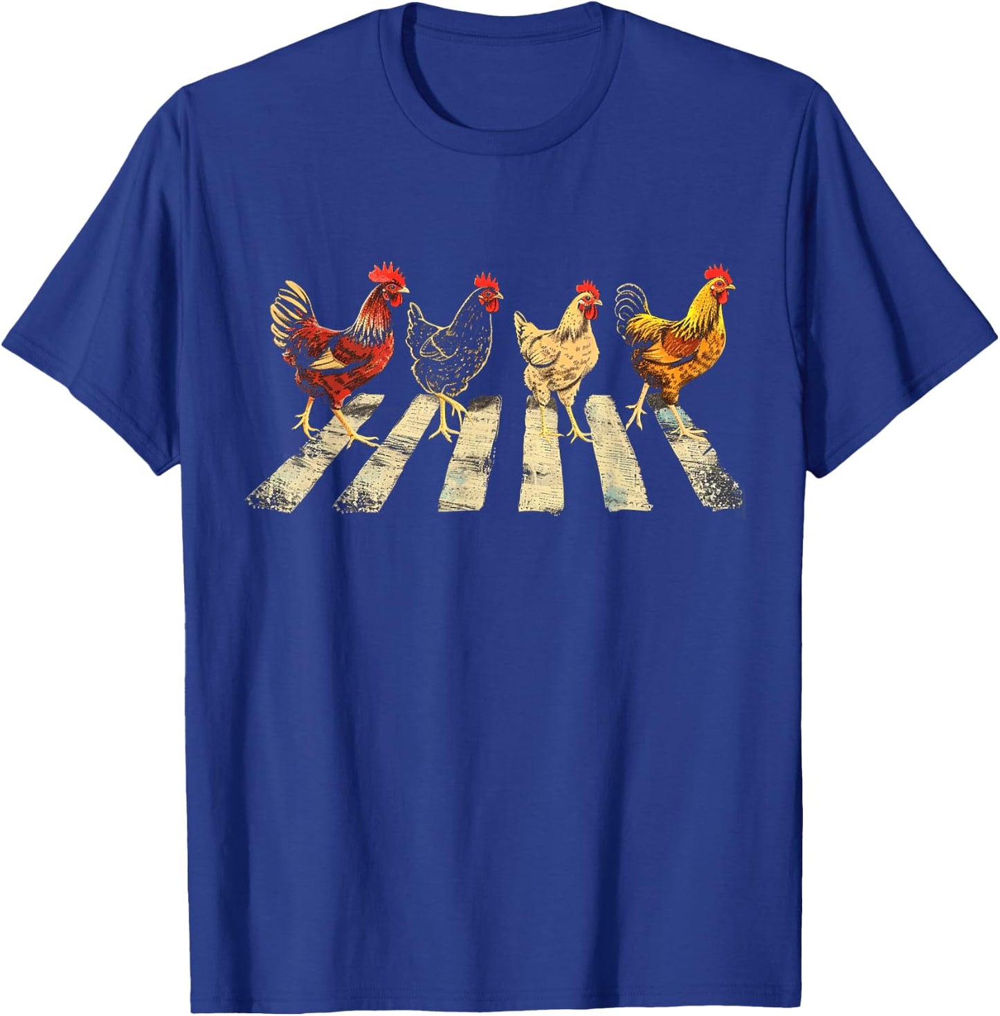 Funny Chickens Crossing Road Parody Lover Gift T-Shirt - T-Shirt | Royal
