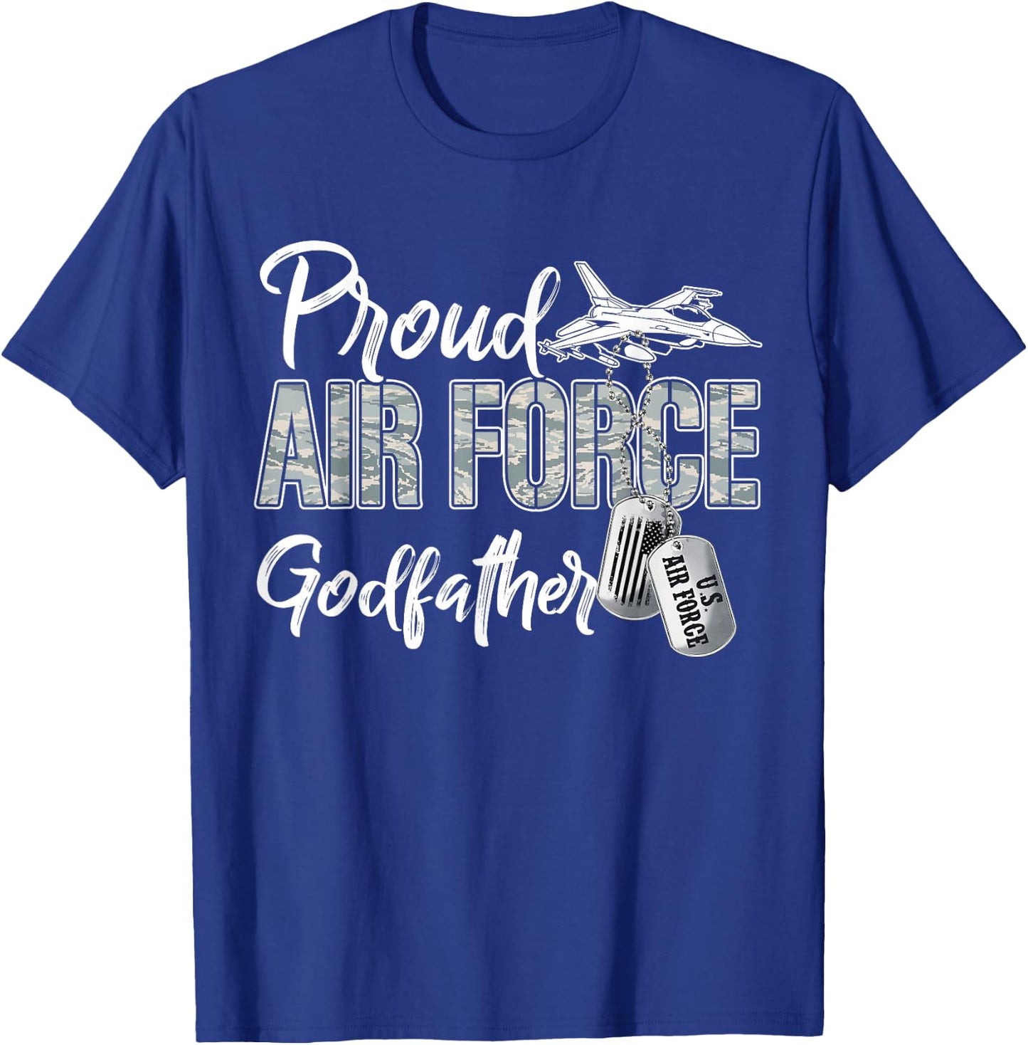 Proud Air Force Godfather US Military Family Matching T-Shirt - T-Shirt | Royal