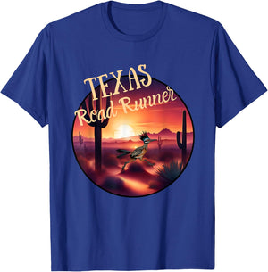 Texas Road Runner Cactus Sunset in the Desert Bird Lover T-Shirt - T-Shirt | Royal