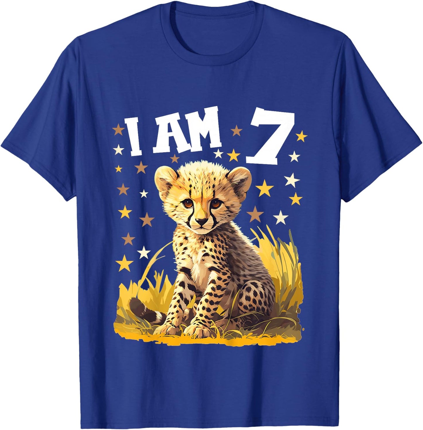 7 Years old 7 birthday Cheetahs Boy Girl Cheetah T-Shirt - T-Shirt | Royal