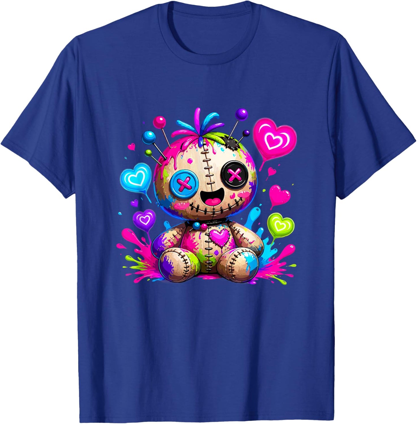 Colorful Creepy Cute Voodoo Doll Pastel Goth Hearts T-Shirt - T-Shirt | Royal