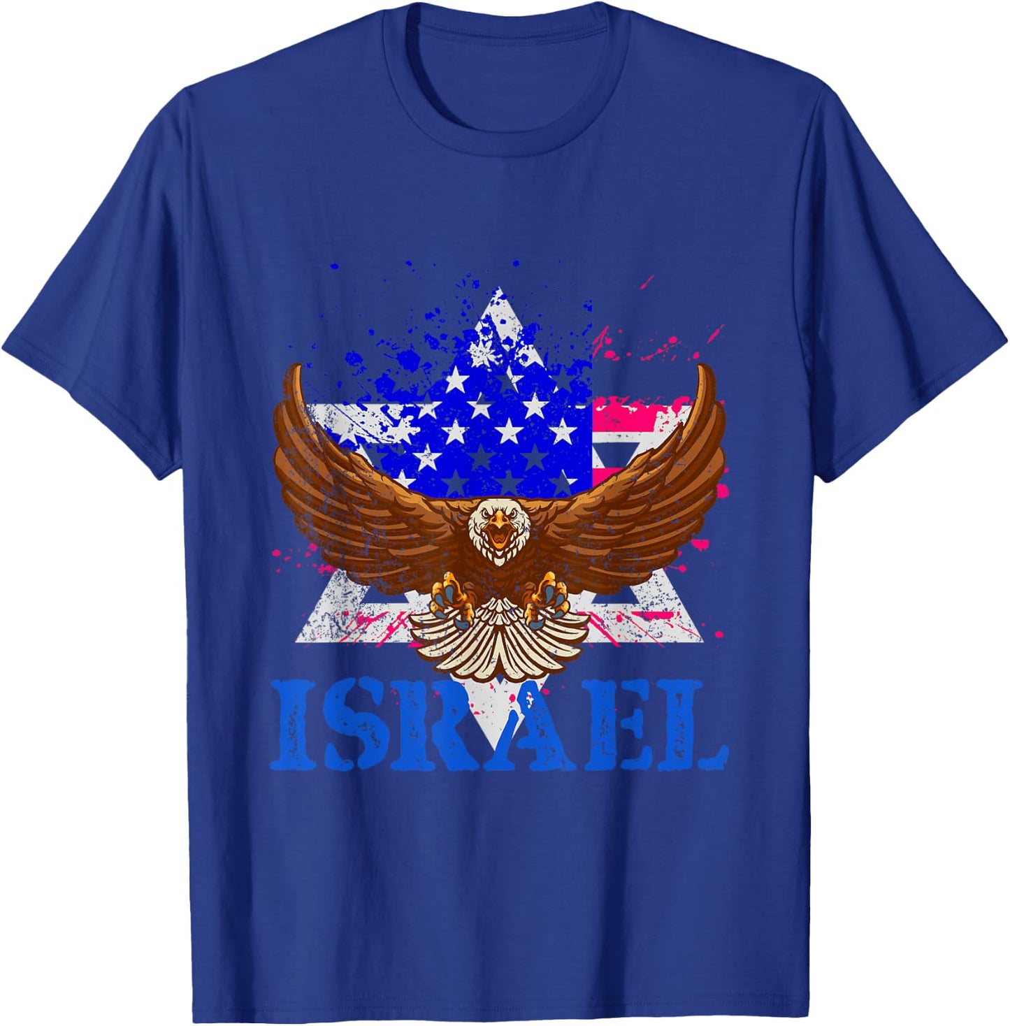 Patriotic Jewish America USA Flag Israel T-Shirt - T-Shirt | Royal