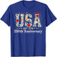 Floral USA Est 1776 Patriotic 4th of July 250th Anniversary T-Shirt - T-Shirt | Royal