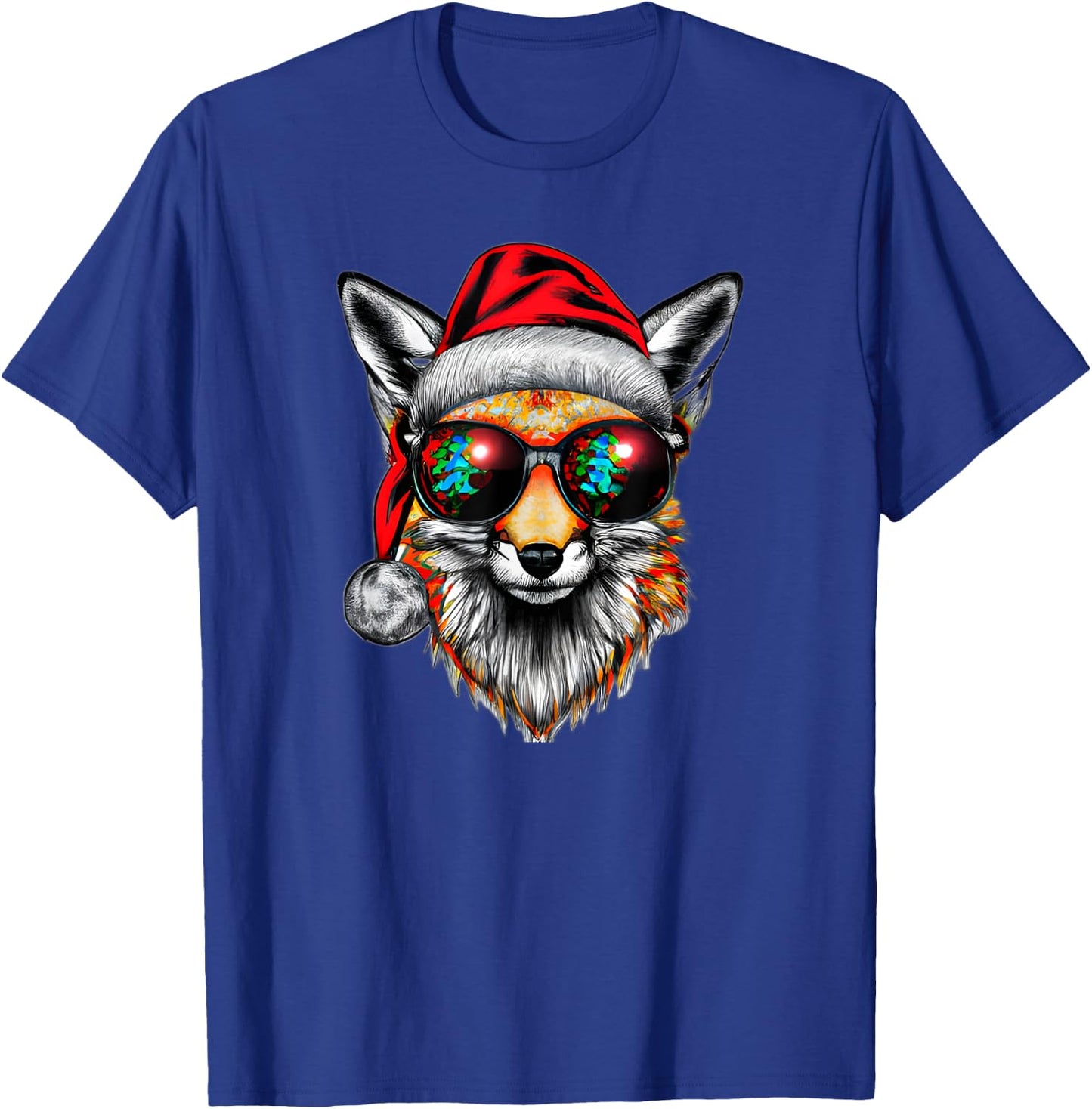 Very Cool Santa Fox Christmas with glasses T-Shirt - T-Shirt | Royal