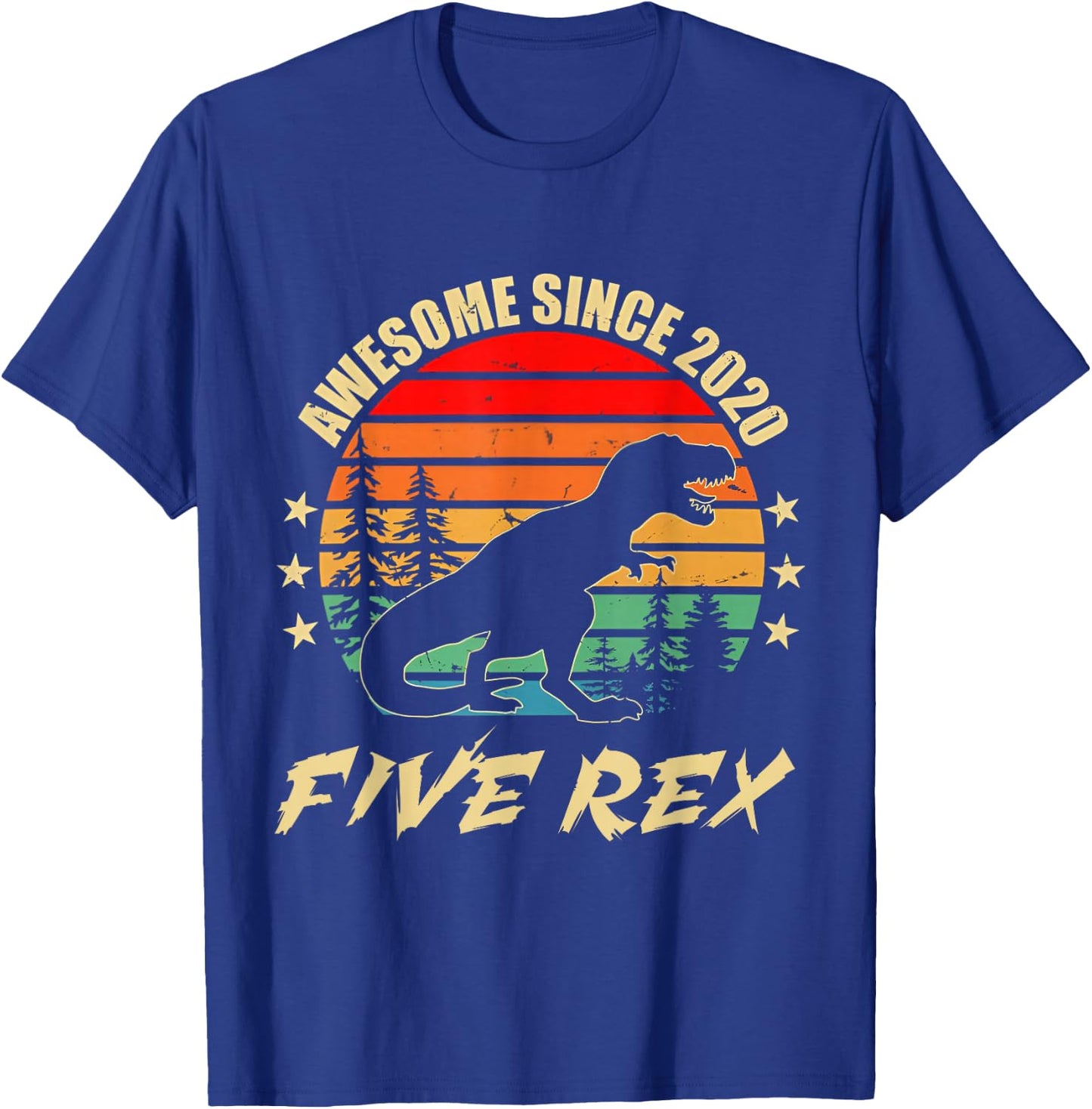 5 Year Old 5th Birthday Boy T Rex Dinosaur T-Shirt - T-Shirt | Royal