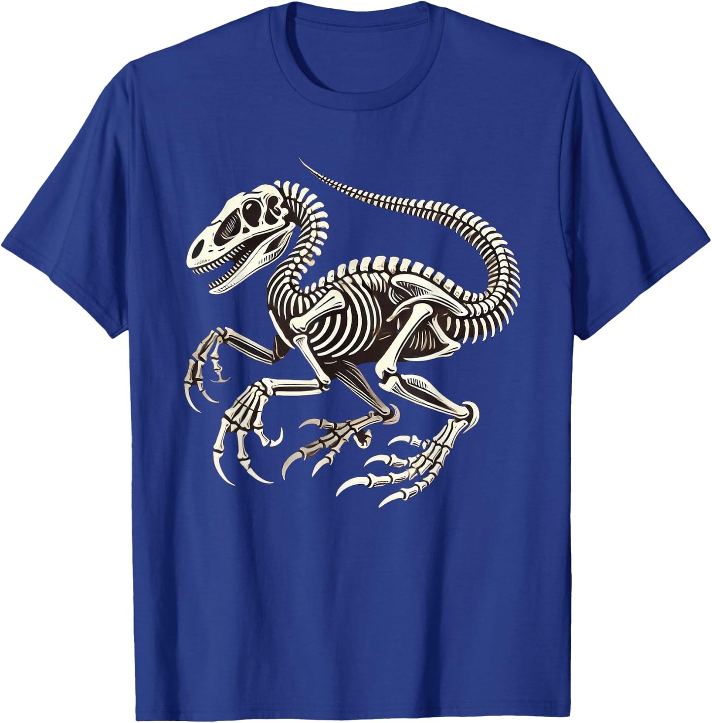 Velociraptor Dinosaur Skeleton Halloween T-Shirt - T-Shirt | Royal
