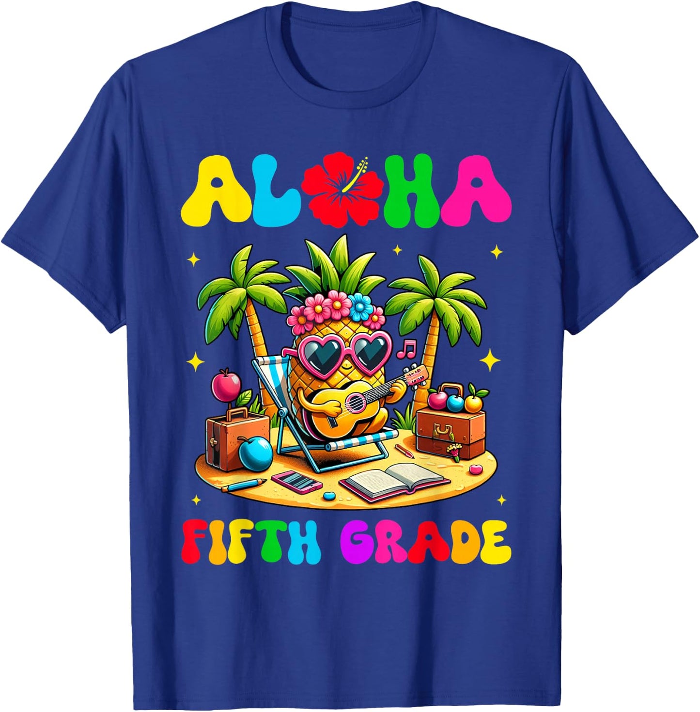 Aloha Fifth Grade Pineapple Hawaii Back to School Kids Girl T-Shirt - T-Shirt | Royal