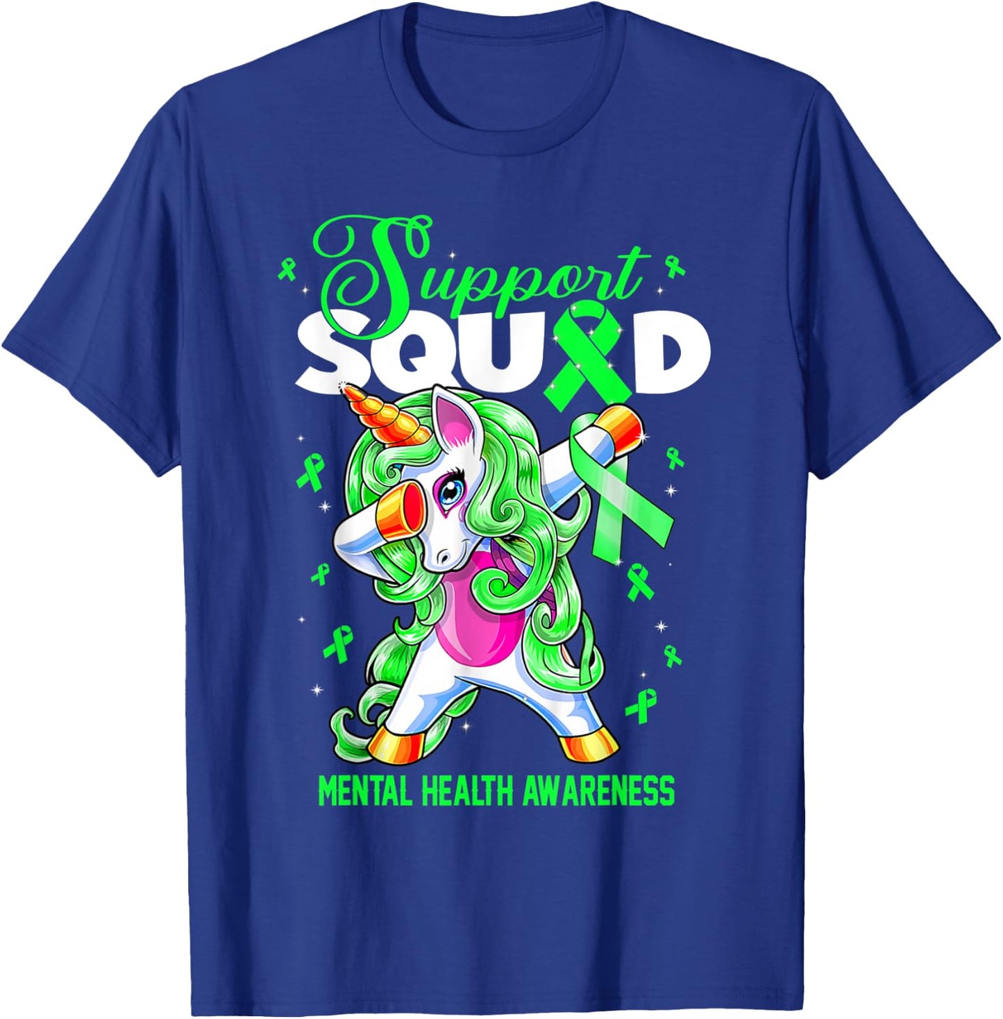 Cute Unicorn Support Squad Mental Health Awareness Month T-Shirt - T-Shirt | Royal