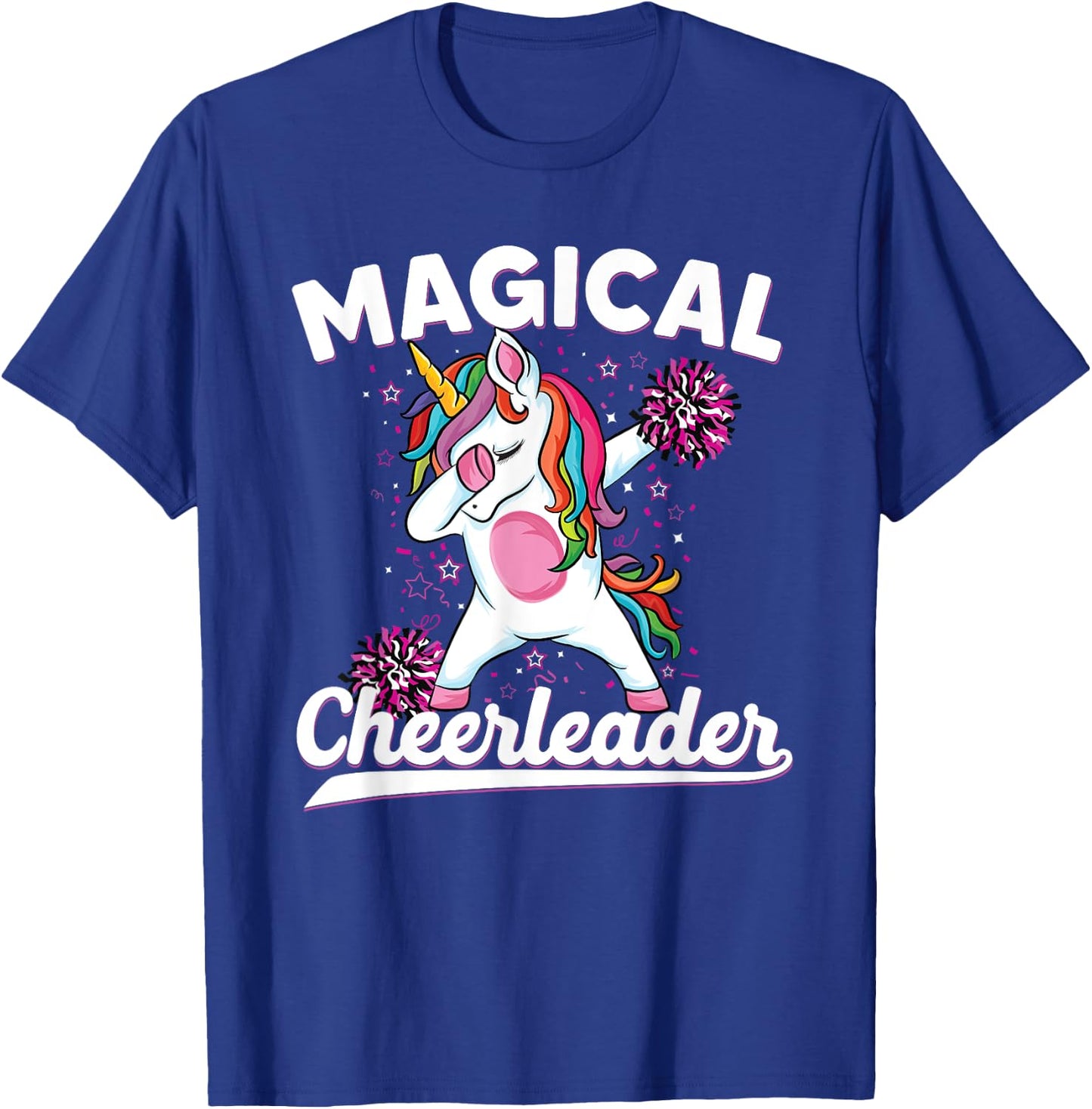 Magical cute dabbing unicorn cheerleader Funny Cheerleading T-Shirt - T-Shirt | Royal